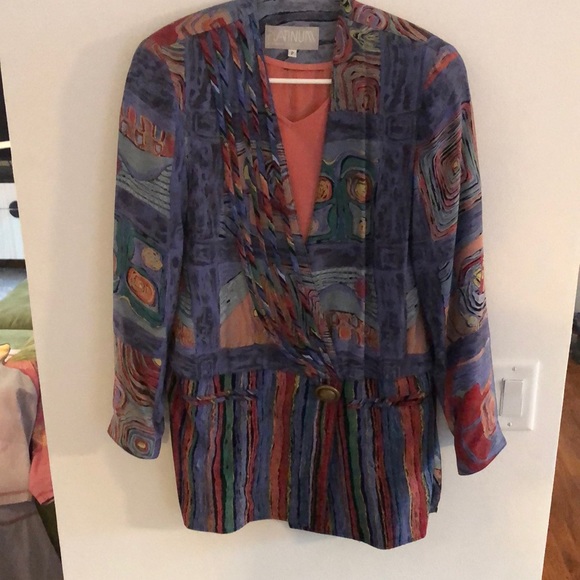 Platinum straight line blazer with pockets and cord details - Picture 1 of 5